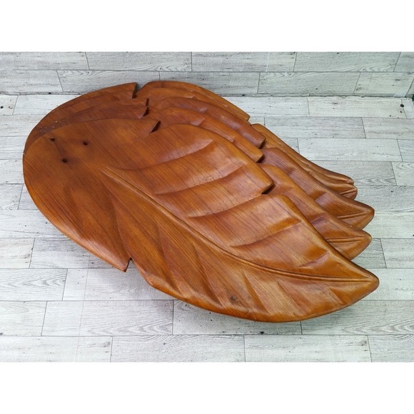 Vintage Wood Leaf Ceiling Fan Blade Set of 5 Blades Lot Wooden 24